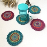 尼泊尔纯手工羊毛毡圈圈圆形边球水杯垫隔热垫碗垫13cm