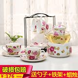 陶瓷玻璃花茶具套装花茶壶过滤泡水果茶壶整套花果茶加热花草茶具