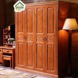 现代卧室中式实木衣柜对开门橡木储物3门4门5门6门2门大衣橱白色