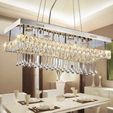铭佐 长方形水晶餐厅吊灯现代简约led水晶灯创意大气客厅餐吊灯具