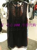 HM H&M正品折扣代购4月新款女装黑色吊带衬里蕾丝连衣裙044895