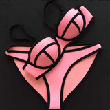 澳洲泳衣女钢托聚拢橡胶荧光色比基尼温泉泳装欧美bikini