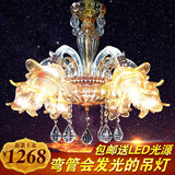 欧式奢华气泡管发光水晶吊灯卧室客厅蜡烛灯玻璃花朵田园温馨新款