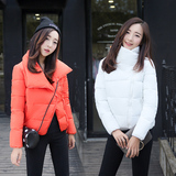 冬季外套女2016新款韩版女装加厚学生棉服斜拉链高领羽绒棉衣长袖