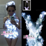 新款重工大气DJ女歌手DS夜店舞台装LED灯发光花朵连体舞蹈演出服