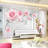定制3d立体电视背景墙纸壁纸壁画玫瑰花朵无纺布客厅卧室延伸空间