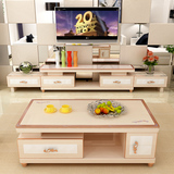 现代简约电视柜可伸缩客厅烤漆 电视柜茶几组合套装钢化玻璃组装