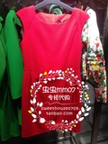 3折名典屋2015春夏时尚亮线红色收腰无袖连衣裙花苞裙E143NL340