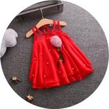 韩版夏季女宝无袖雪纺透气连衣裙新款娃娃衫小童打底A字裙沙滩仙