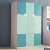 格杰现代平开门儿童板式衣柜 简易带抽屉三门卧室组合木质衣柜