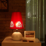 特价温馨床头灯创意时尚红色婚庆礼品装饰台灯田园客厅书房小台灯