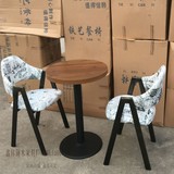 复古现代实木全实木椅 简约铁艺咖啡馆椅子 组装成人咖啡厅餐椅