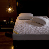 白色加厚夹棉全棉床笠纯色床垫保护套1.5m床 纯棉防滑床罩1.8m床