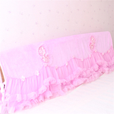 韩版水晶绒床头罩公主蕾丝床头套1.2/1.5/1.8/2米床头板防尘罩
