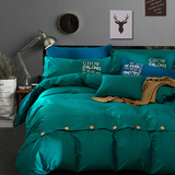 家纺套件北欧简约全棉四件套1.8m被套纯色纯棉床笠款床单床上用品