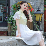 伶俐柠檬10812中国风原创复古文艺范手绘连衣裙棉麻女装现货