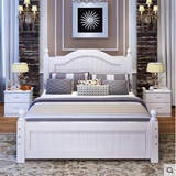 包邮实木床白色松木床简约现代成人床单人欧式床双人床1.8 1.5米