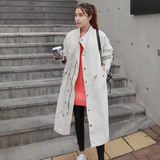 2016春季韩国薄风衣女中长款大码长袖修身显瘦学生学院风立领外套
