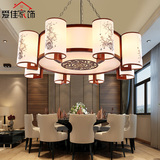 现代中式吸顶灯仿古实木大气客厅吊灯圆形中式灯LED卧室餐厅灯具