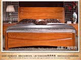中式全实木床1.5米1.8米双人婚床储物高箱橡木床海棠色苏州包安装