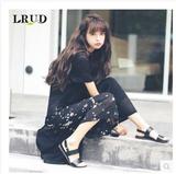 LRUD2016夏季新款韩版圆领套头开叉针织衫女中长款宽松BF风防晒衫