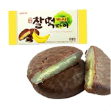 新品韩国进口零食品 乐天打糕 香蕉味巧克力夹心打糕派6枚入186g