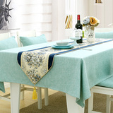 正品餐桌布艺 棉麻纯色欧式茶几桌布长方形圆形台布可定做