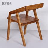 实木靠背椅子电脑椅办公椅组装简约现代中式带扶手餐椅宜家松木椅