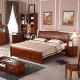 包邮实木双人床1.5 1.8米大床豪华全香樟木床现代中式木床铺家具