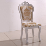 欧式餐椅实木雕花米黄色皮椅花式布椅酒店办公餐椅餐厅餐桌椅组合