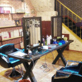 实木梳妆化妆镜子单面壁挂复古美甲桌欧式理发店双面发廊美发镜台
