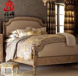 美式全实木橡木双人床欧式环保婚床布艺1.8/2米床储物简约现代