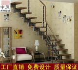 复式/阁楼楼梯 室内楼梯 整梯 形状订制 钢木缩颈楼梯 带单侧护栏