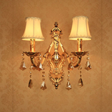 双头客厅水晶壁灯 欧式简约蜡烛壁灯 卧室床头壁灯 金色壁灯