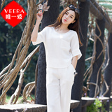 棉麻白色短袖t恤女士大码宽松上衣打底短款纯色学生夏季女装韩版