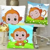 3D十字绣抱枕印花猴年可爱猴子萌宠儿童卡通沙发创意汽车靠垫枕