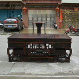 老挝大红酸枝黑料2米雕花办公桌书桌大班台主管桌二件套  正品