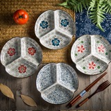 创意菜盘餐盘拼盘日式和风陶瓷盘子三格盘分格餐盘饭盘陶瓷分格