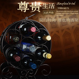 欧式酒架摆件 创意圆形红酒架 复古铁艺酒瓶架子酒柜展示架子包邮