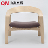 曲美家具 椅子现代简约办公椅书房卧室实木弯曲家具阳台咖啡椅