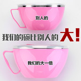 泡面碗带盖大号学生不锈钢碗家用创意日式泡面杯汤碗吃饭碗筷套装