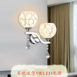 LED水晶创意墙壁灯现代客厅卧室床头灯具温馨酒店玻璃宾馆壁灯具