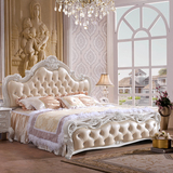 欧式双人床香槟金卧室雕花大床1.8米实木奢华结婚公主气动高箱床
