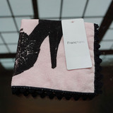 出口日本原单 FRAN*C 蕾丝边 精美高跟鞋 粉色小方巾手帕