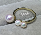 （三珠款开口戒指）日本AKOYA三颗珍珠开口戒指18K金  香港精工