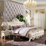 美式乡村实木床欧式床法式双人床古典公主白色真皮床高端深色家具