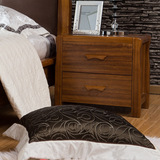 对屋虎斑木色家具橡木实木床头柜 现代中式简约床边储物柜 2门