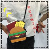 韩国卡通可爱童趣创意汉堡薯条可乐斜挎包单肩包手机包软妹小包女