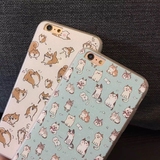 可爱小猫柴犬iPhone6手机壳 苹果6Plus卡通蚕丝保护套5s个性外壳