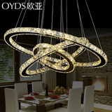 LED客厅吊灯创意个性现代简约餐厅灯环形白色餐桌服装店水晶灯具